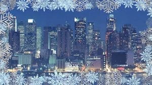 Snowy Breeze Cities corporate holiday business ecard