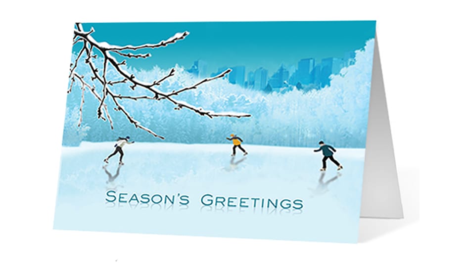 ice skaters corporate holiday greeting card thumbnail