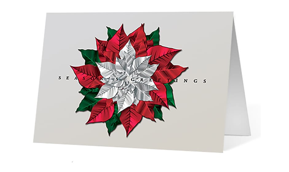 Seasonal Poinsettia corporate holiday greeting card thumbnail