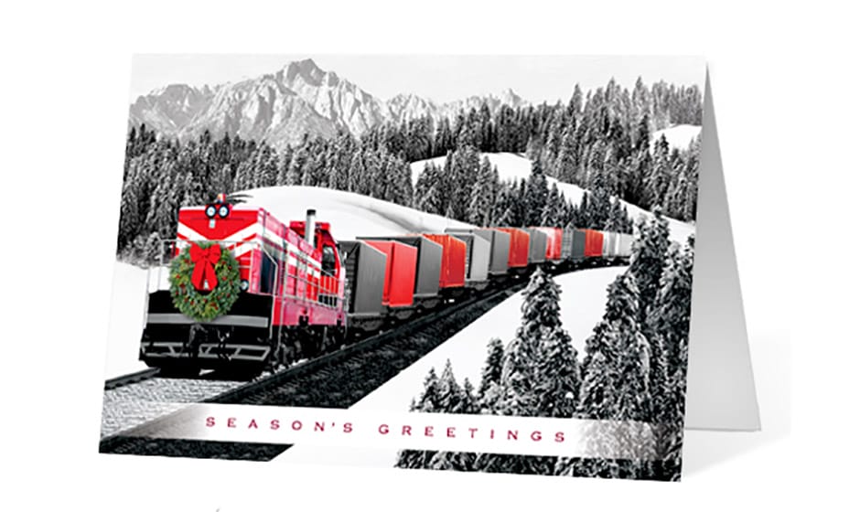 Holiday train corporate holiday greeting card thumbnail