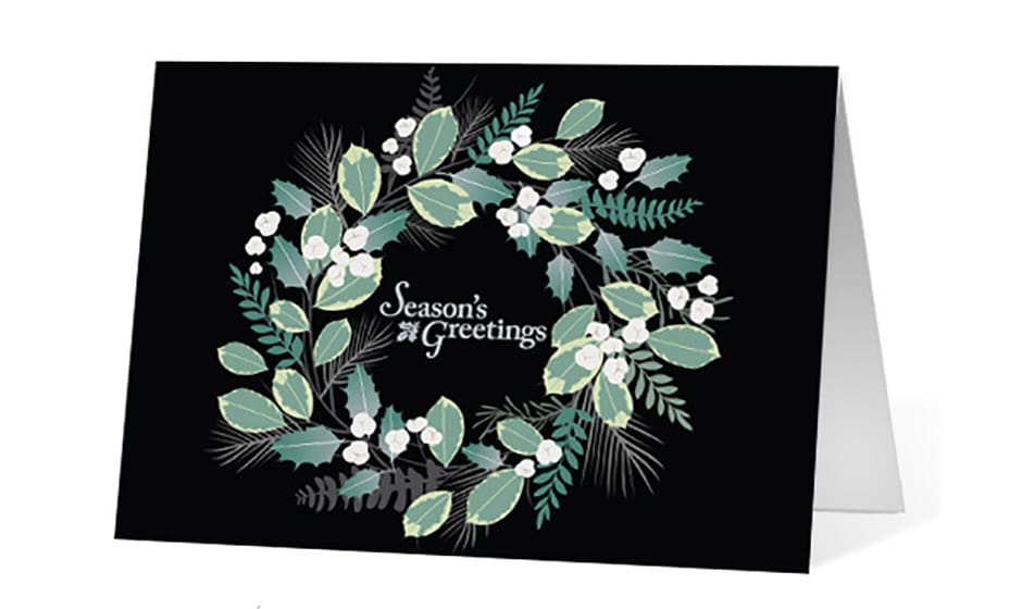Floral Wreath corporate holiday greeting card thumbnail