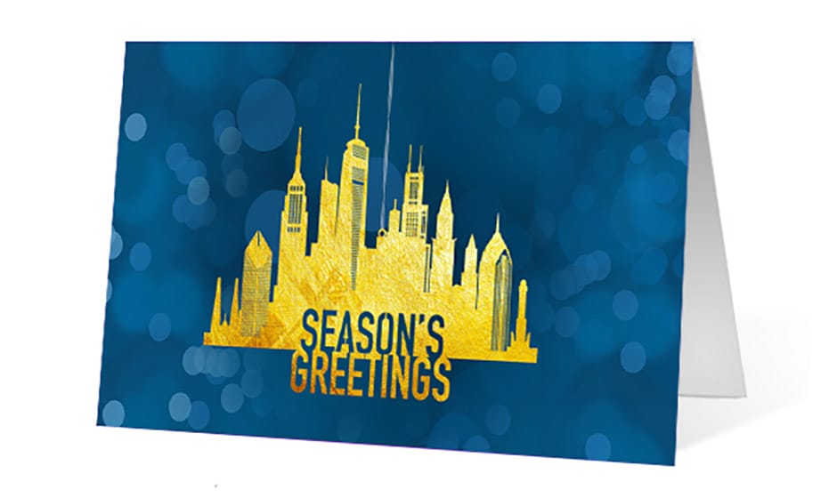 metallic greetings corporate holiday greeting card thumbnail