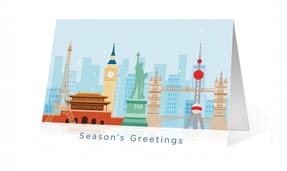 Cartoon Landmark corporate holiday greeting card thumbnail