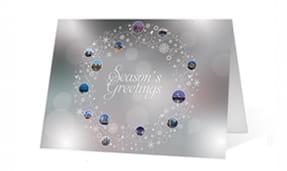 White and Blue Wreath Photo corporate holiday greeting card thumbnail