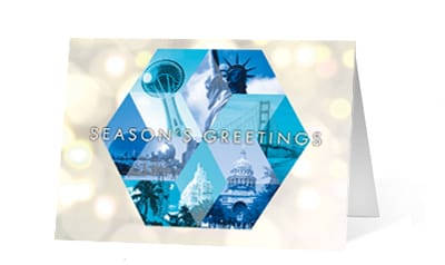 holiday hexagon corporate holiday greetings card thumbnail