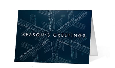 Linguistic Snowflake corporate holiday greetings card thumbnail