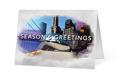 Watercolor Scenes Christmas corporate holiday greeting card thumbnail