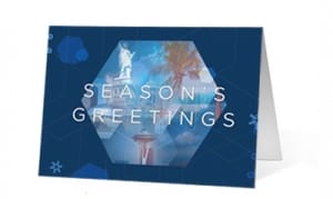 Christmas Holiday Greetings Hexagon corporate holiday greeting card thumbnail