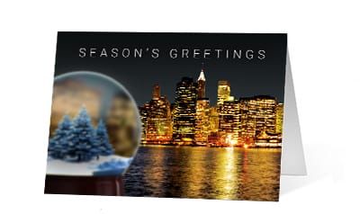 City Snow Globe corporate holiday greetings card thumbnail