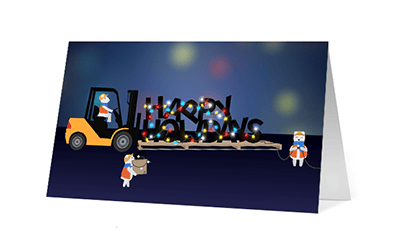 2019 forklift fun corporate holiday greeting card thumbnail