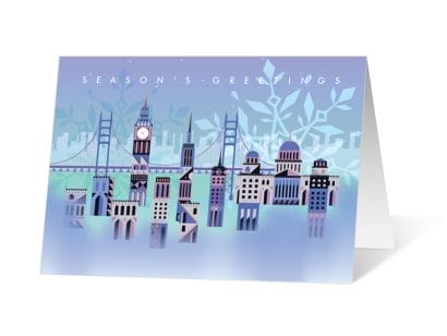 Drifting Snowflake 2020 corporate holiday print greeting card thumbnail